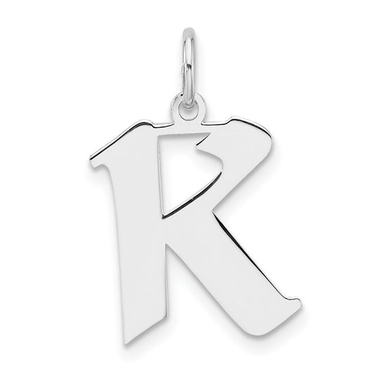 Small Sterling Silver Rhodium plated Artisan Block Letter K Initial Charm