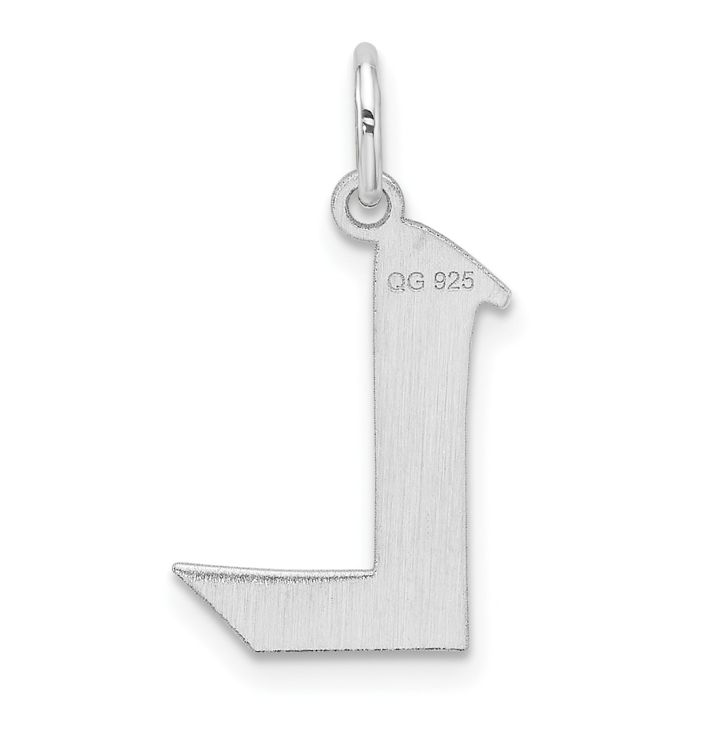 Small Sterling Silver Rhodium plated Artisan Block Letter L Initial Charm