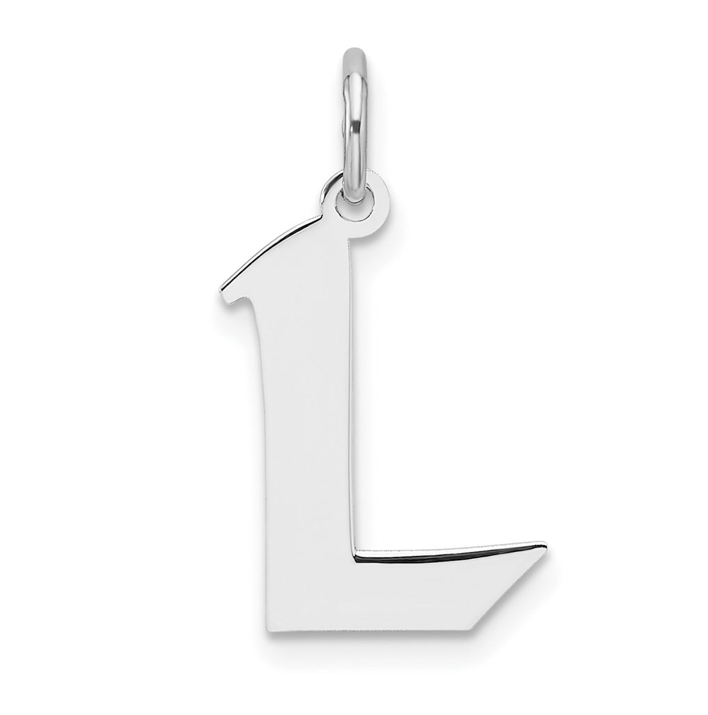 Small Sterling Silver Rhodium plated Artisan Block Letter L Initial Charm