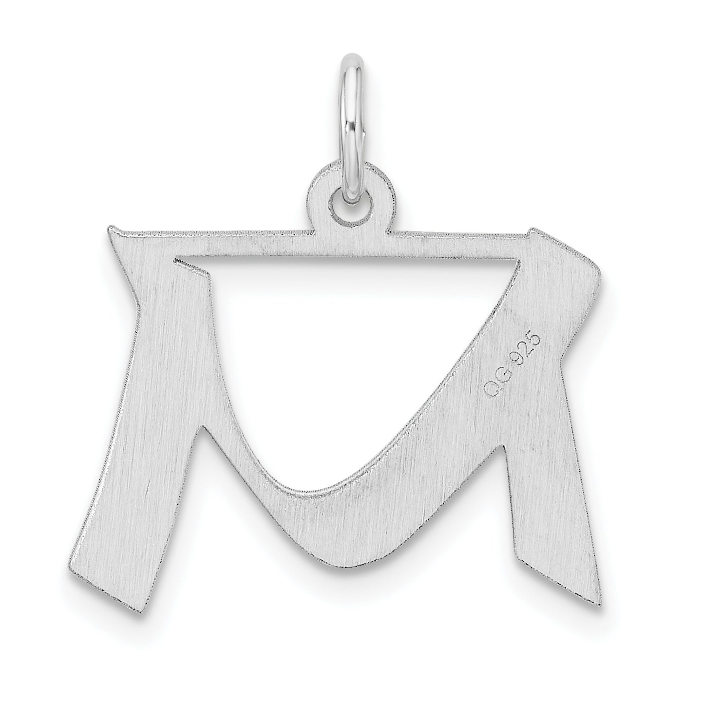 Small Sterling Silver Rhodium plated Artisan Block Letter M Initial Charm