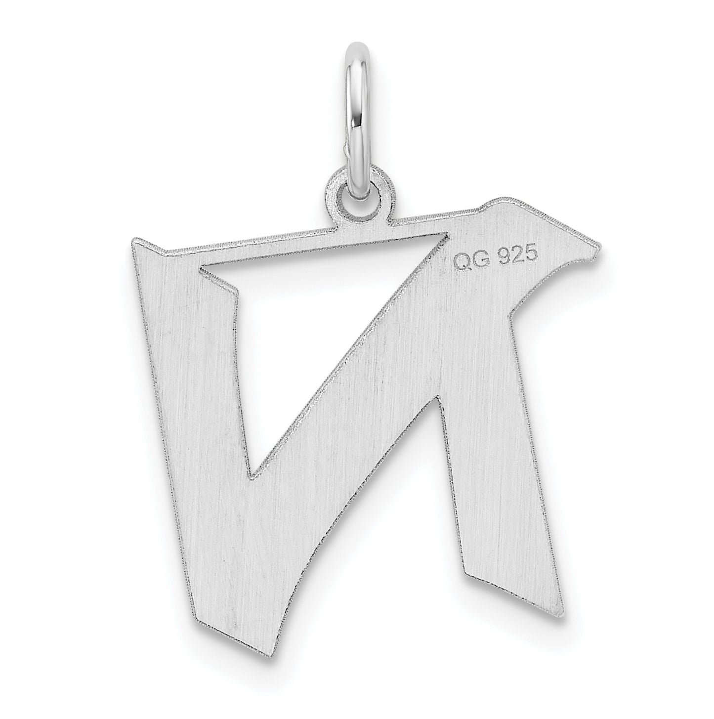 Small Sterling Silver Rhodium plated Artisan Block Letter N Initial Charm