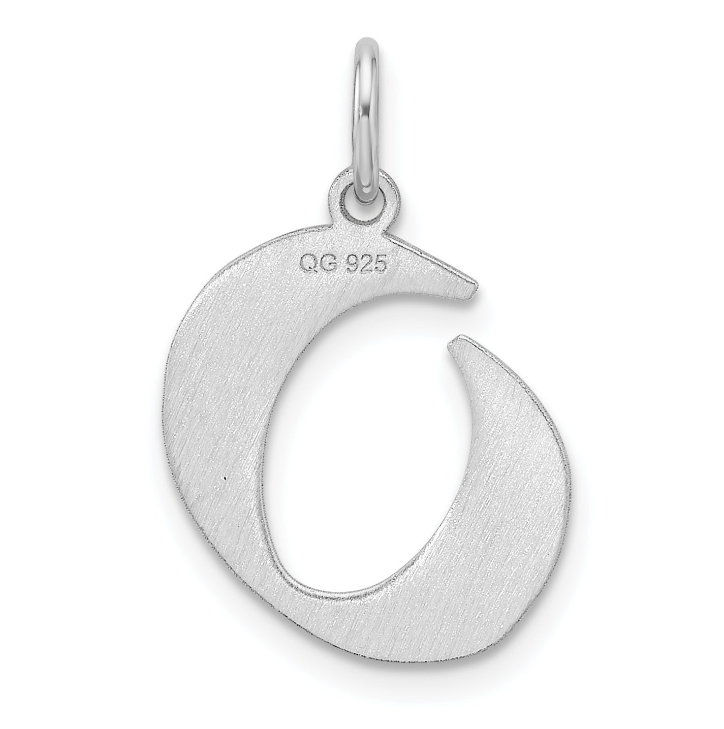 Small Sterling Silver Rhodium plated Artisan Block Letter O Initial Charm