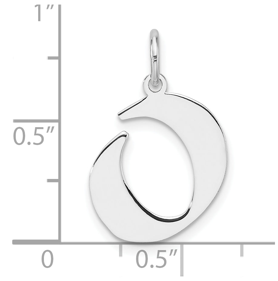 Small Sterling Silver Rhodium plated Artisan Block Letter O Initial Charm