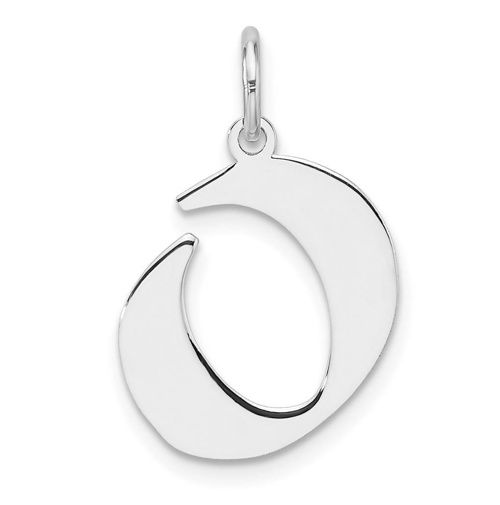Small Sterling Silver Rhodium plated Artisan Block Letter O Initial Charm