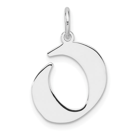 Small Sterling Silver Rhodium plated Artisan Block Letter O Initial Charm