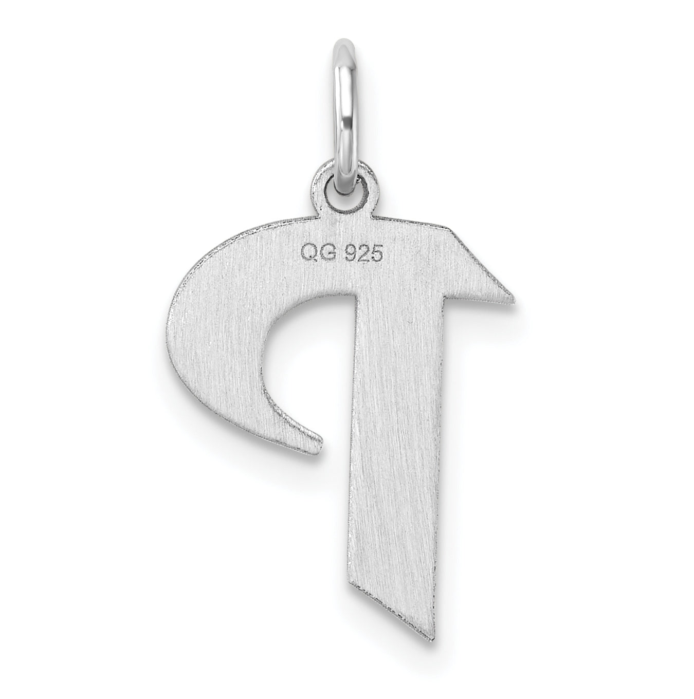 Small Sterling Silver Rhodium plated Artisan Block Letter P Initial Charm