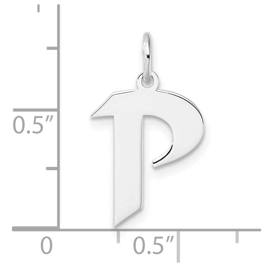 Small Sterling Silver Rhodium plated Artisan Block Letter P Initial Charm