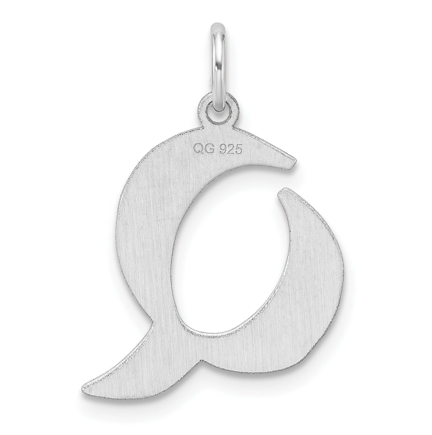 Small Sterling Silver Rhodium plated Artisan Block Letter Q Initial Charm