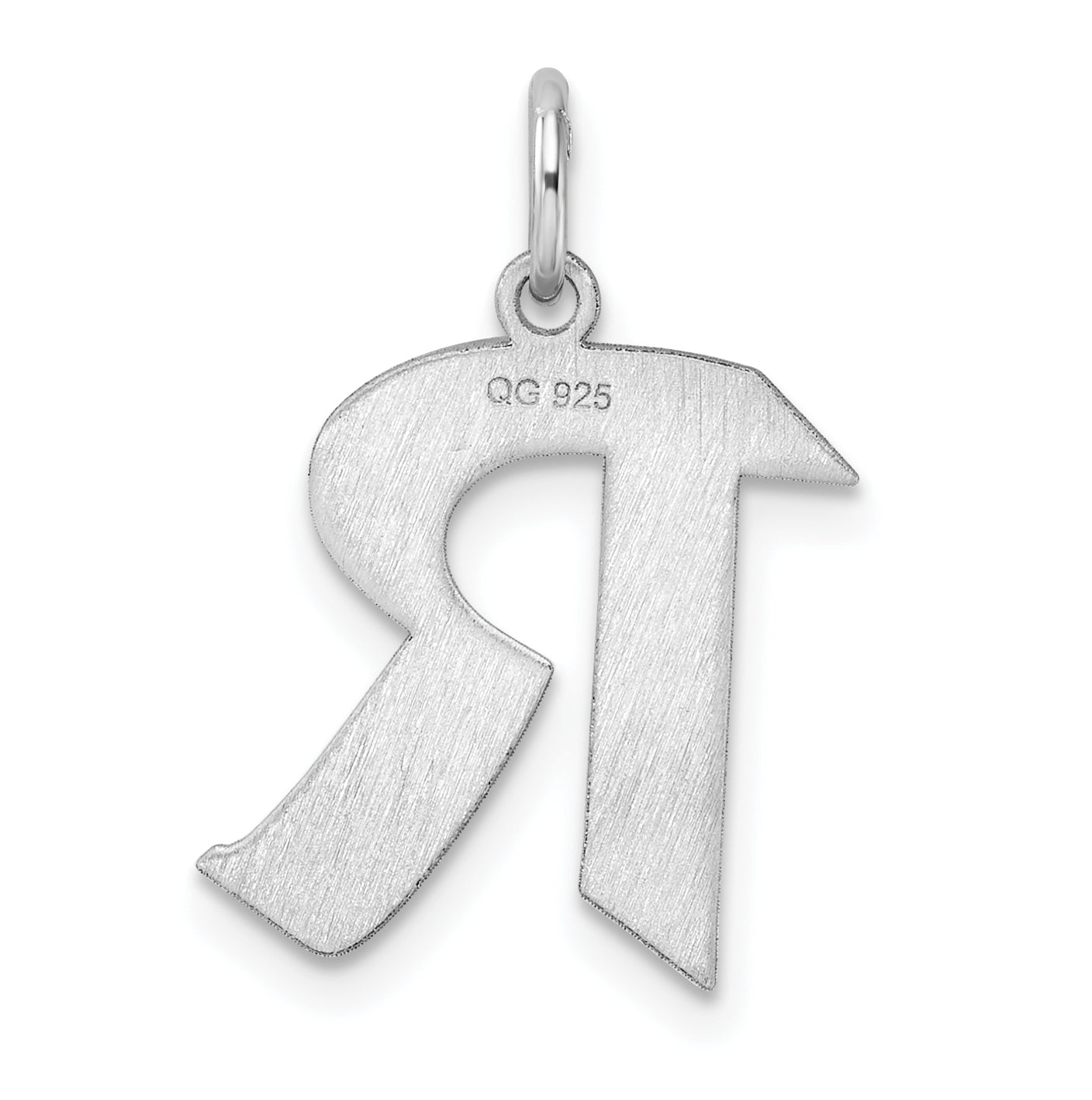 Small Sterling Silver Rhodium plated Artisan Block Letter R Initial Charm