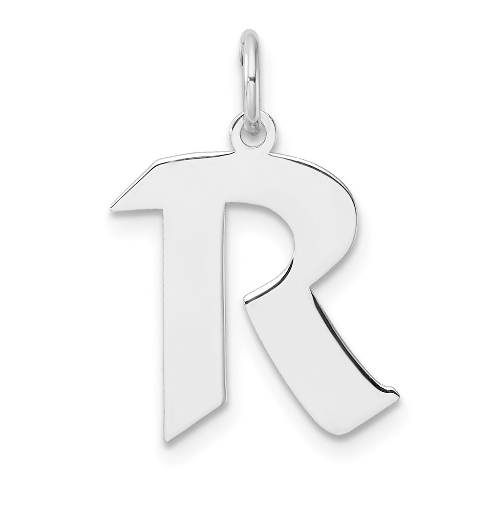 Small Sterling Silver Rhodium plated Artisan Block Letter R Initial Charm