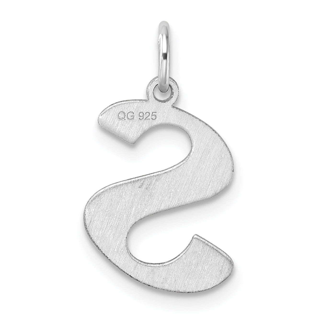 Small Sterling Silver Rhodium plated Artisan Block Letter S Initial Charm
