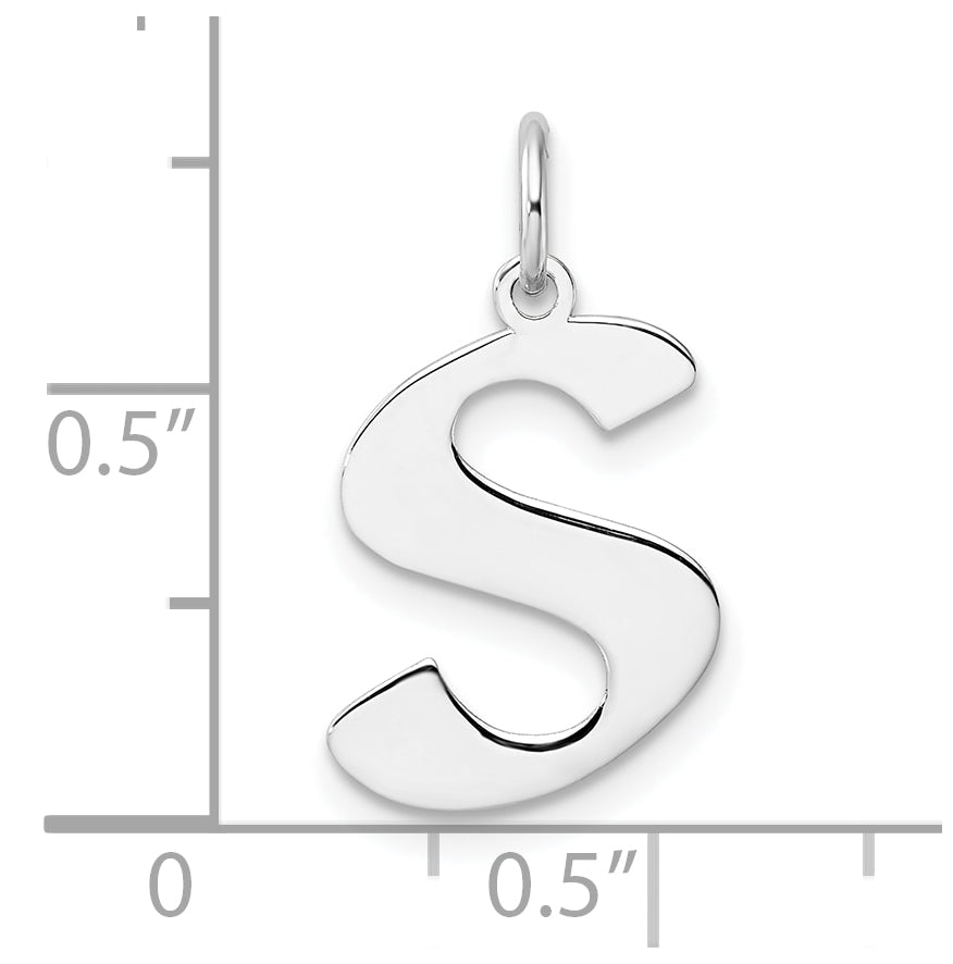 Small Sterling Silver Rhodium plated Artisan Block Letter S Initial Charm