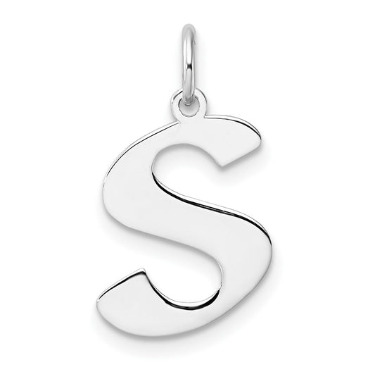 Small Sterling Silver Rhodium plated Artisan Block Letter S Initial Charm