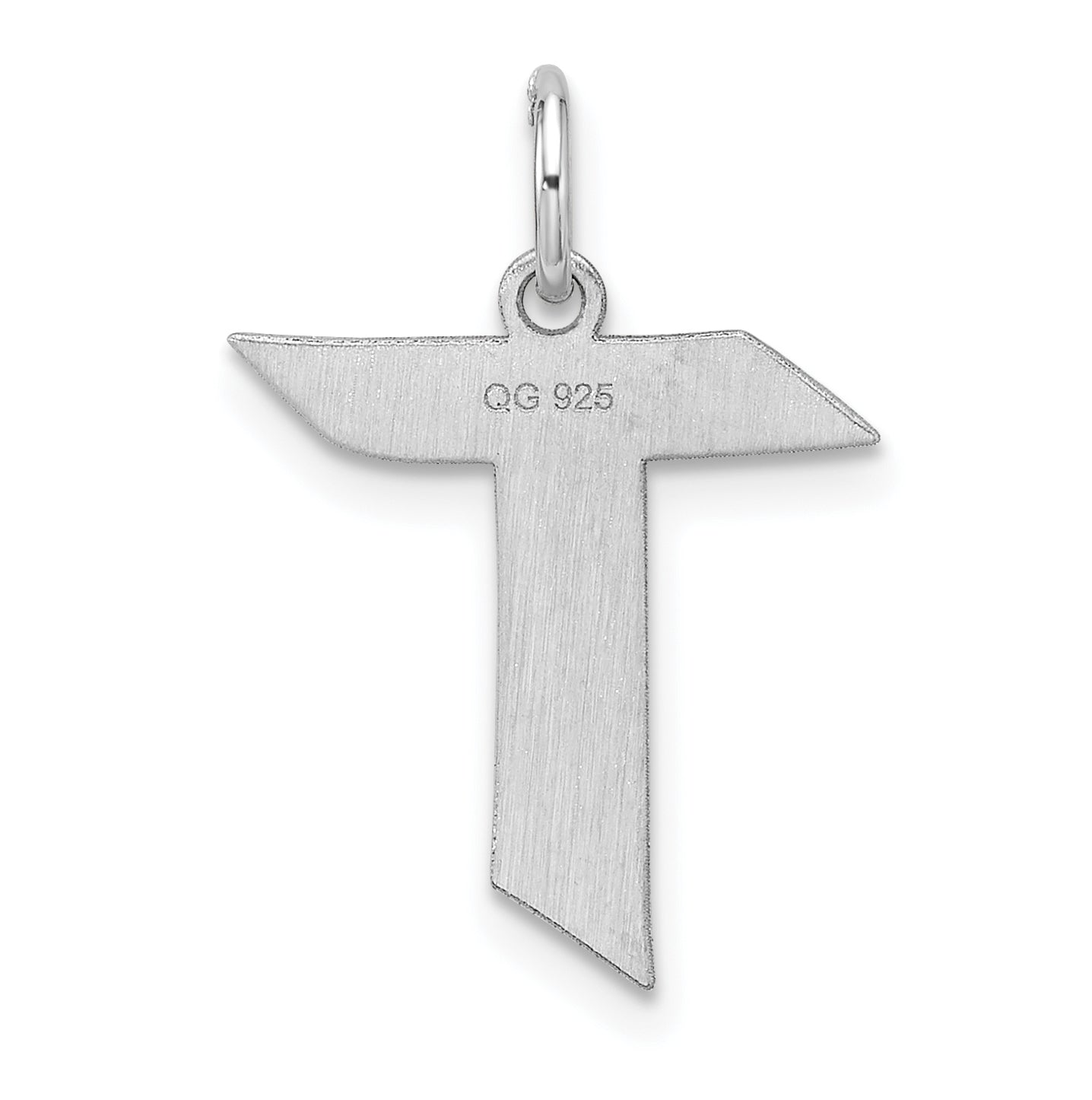 Small Sterling Silver Rhodium plated Artisan Block Letter T Initial Charm