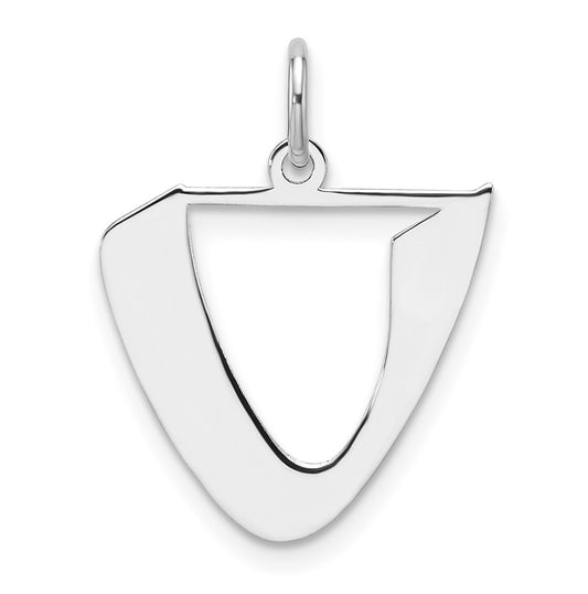 Small Sterling Silver Rhodium plated Artisan Block Letter U Initial Charm