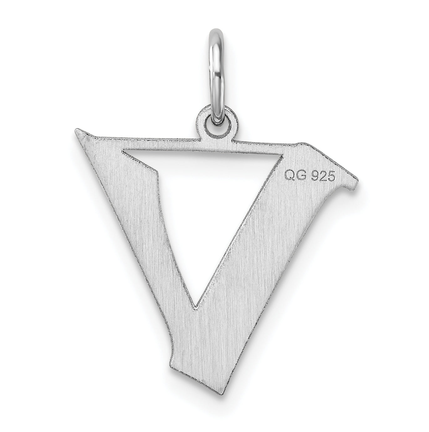 Small Sterling Silver Rhodium plated Artisan Block Letter V Initial Charm