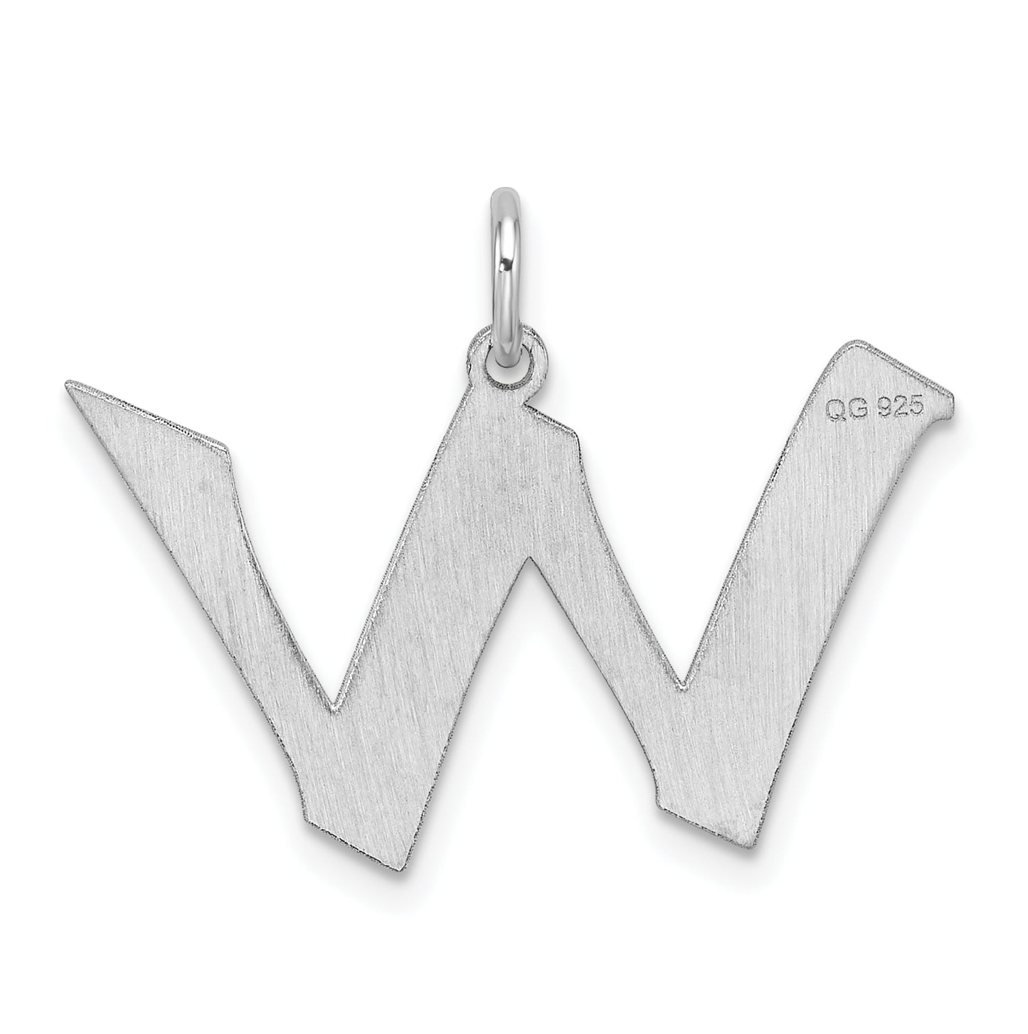 Small Sterling Silver Rhodium plated Artisan Block Letter W Initial Charm