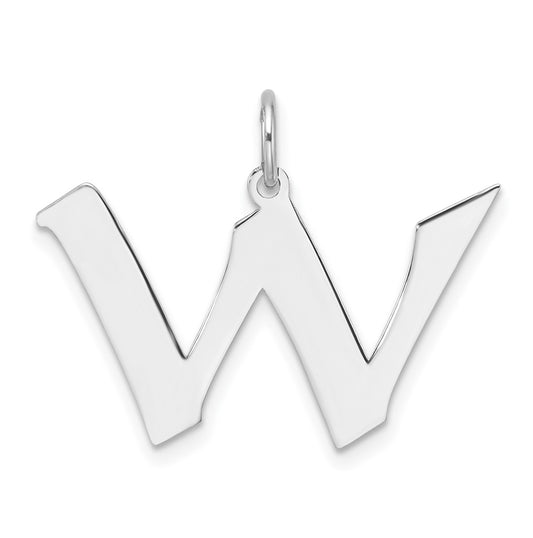 Small Sterling Silver Rhodium plated Artisan Block Letter W Initial Charm
