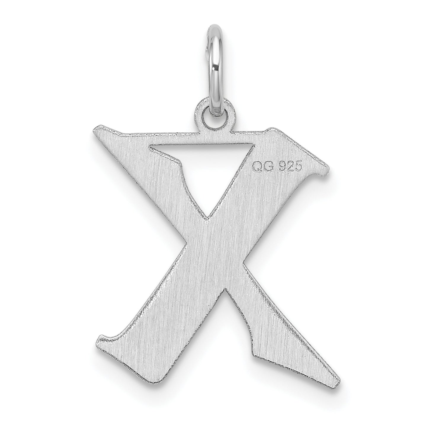 Small Sterling Silver Rhodium plated Artisan Block Letter X Initial Charm