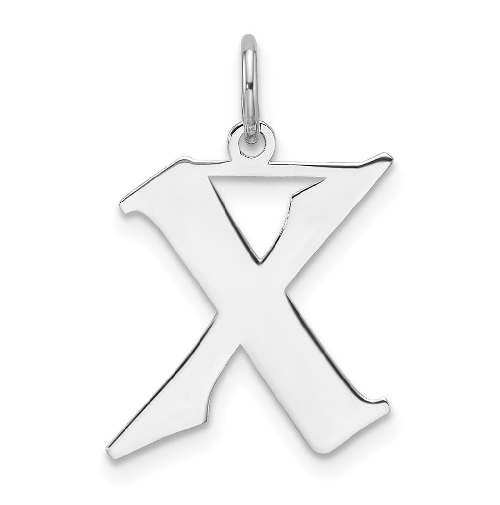 Small Sterling Silver Rhodium plated Artisan Block Letter X Initial Charm