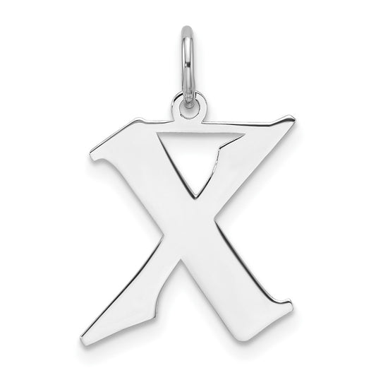 Small Sterling Silver Rhodium plated Artisan Block Letter X Initial Charm