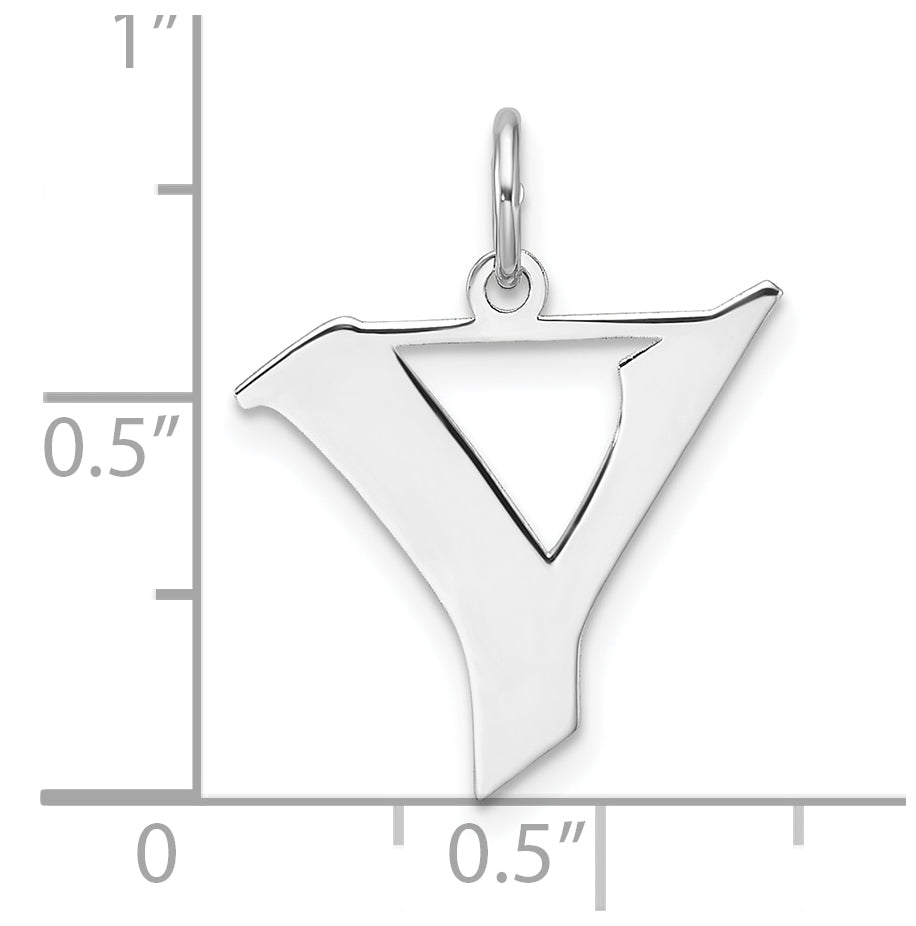 Small Sterling Silver Rhodium plated Artisan Block Letter Y Initial Charm