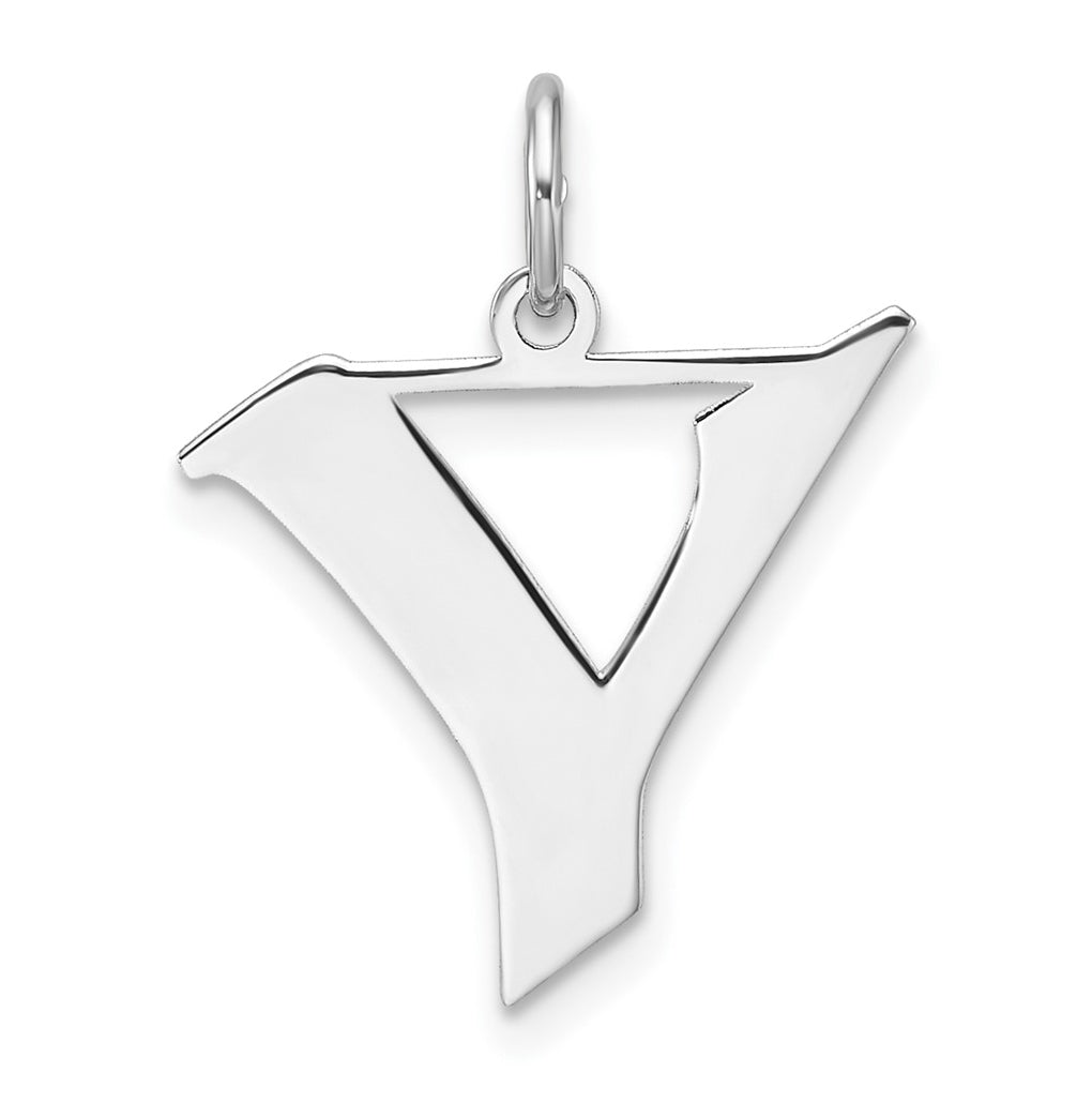 Small Sterling Silver Rhodium plated Artisan Block Letter Y Initial Charm