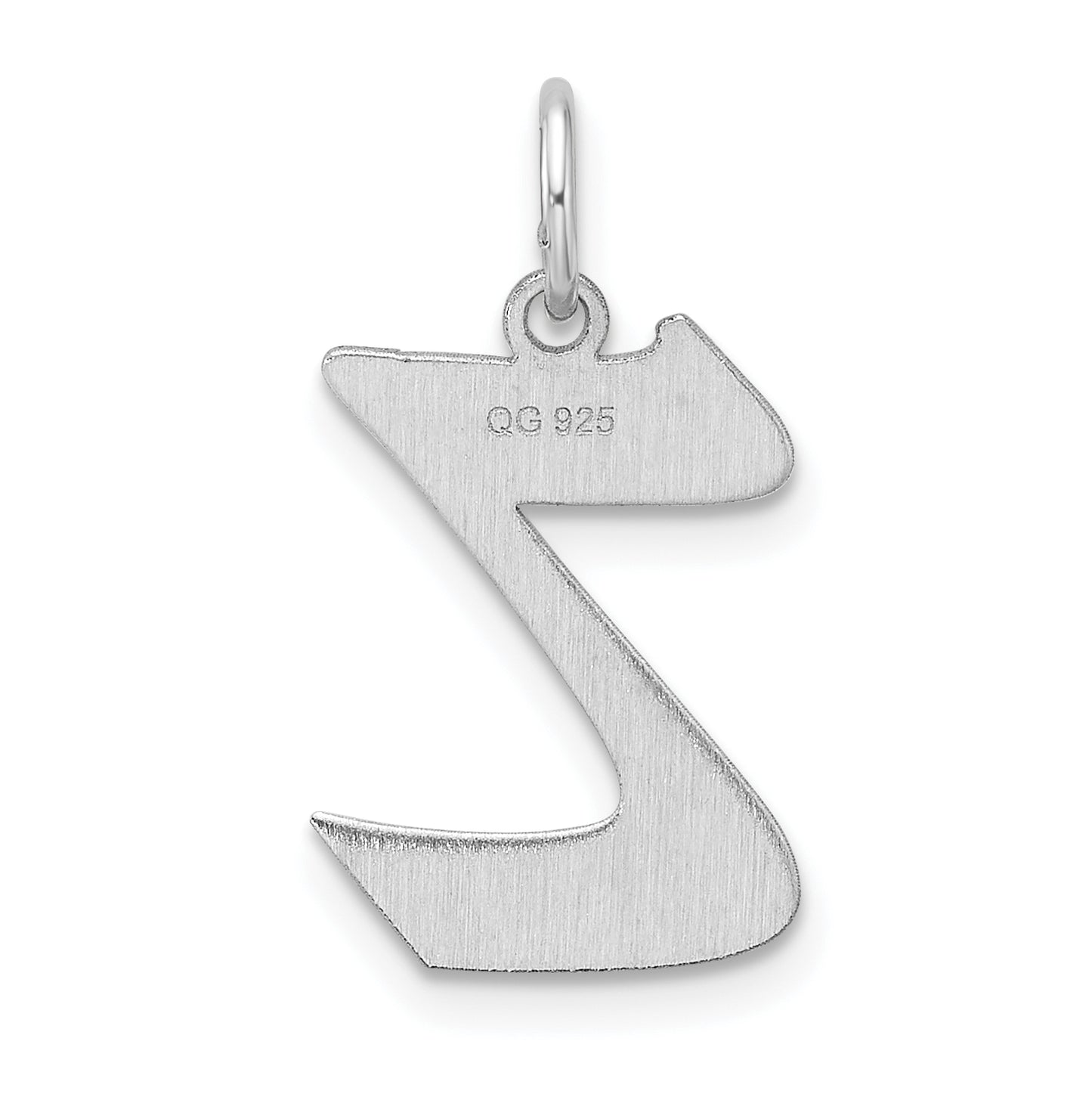 Small Sterling Silver Rhodium plated Artisan Block Letter Z Initial Charm