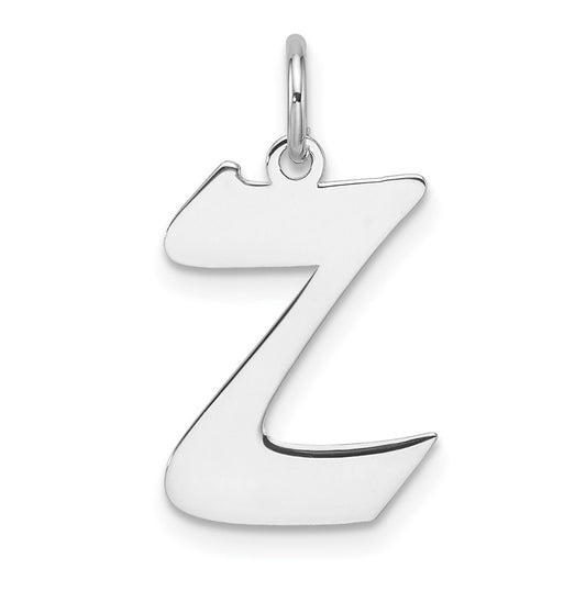Small Sterling Silver Rhodium plated Artisan Block Letter Z Initial Charm