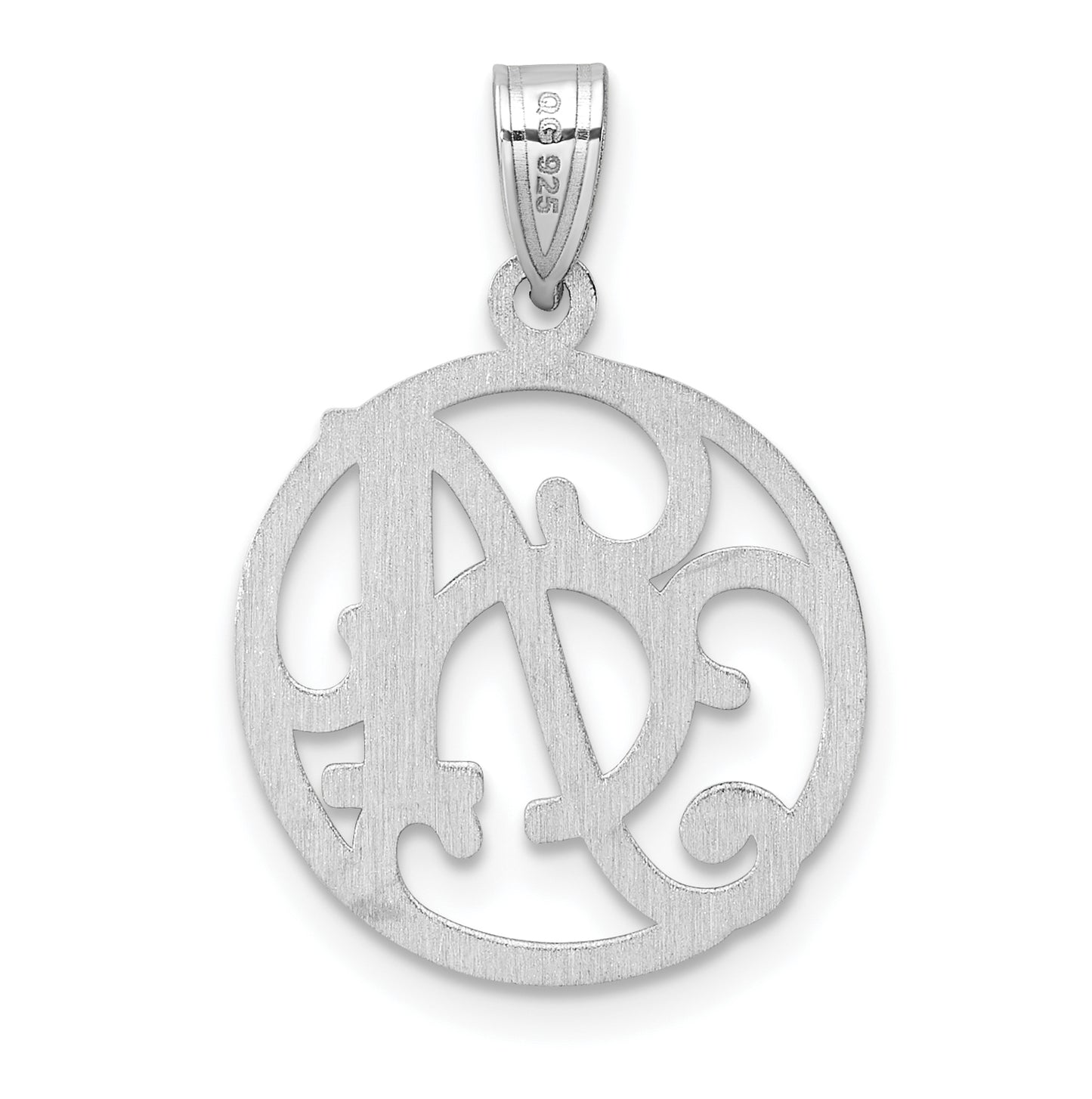 Small Sterling Silver Rhodium plated Fancy Script Letter A Initial Pendant