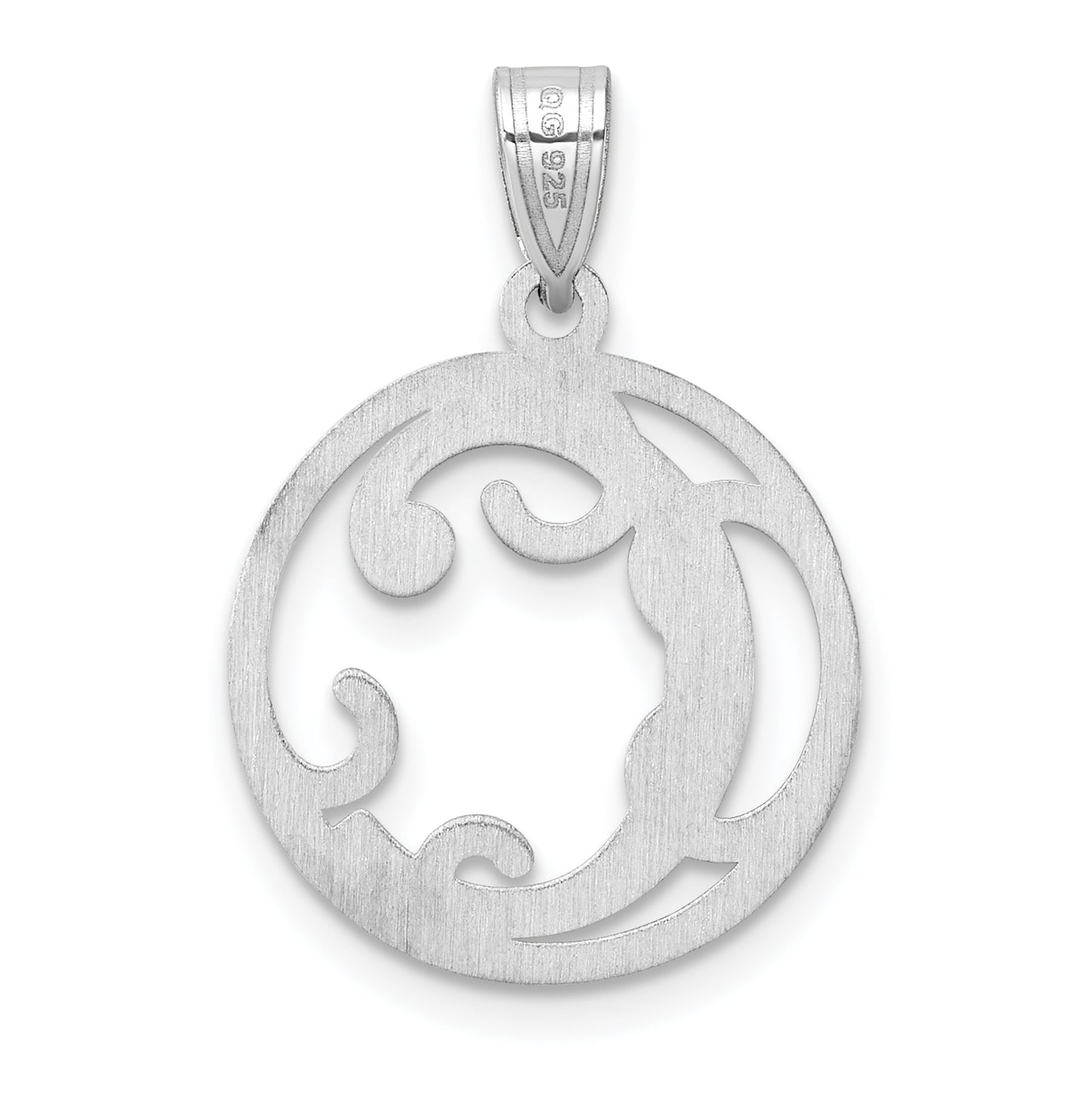 Small Sterling Silver Rhodium plated Fancy Script Letter C Initial Pendant