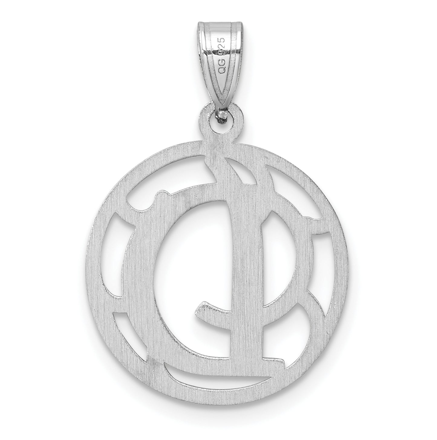 Small Sterling Silver Rhodium plated Fancy Script Letter D Initial Pendant