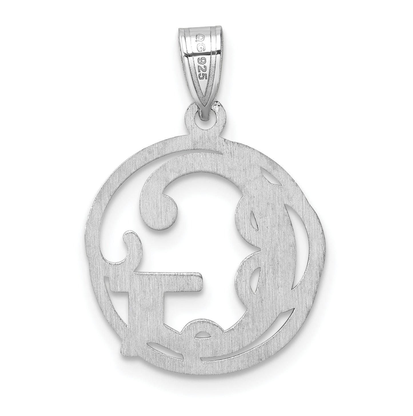 Small Sterling Silver Rhodium plated Fancy Script Letter G Initial Pendant