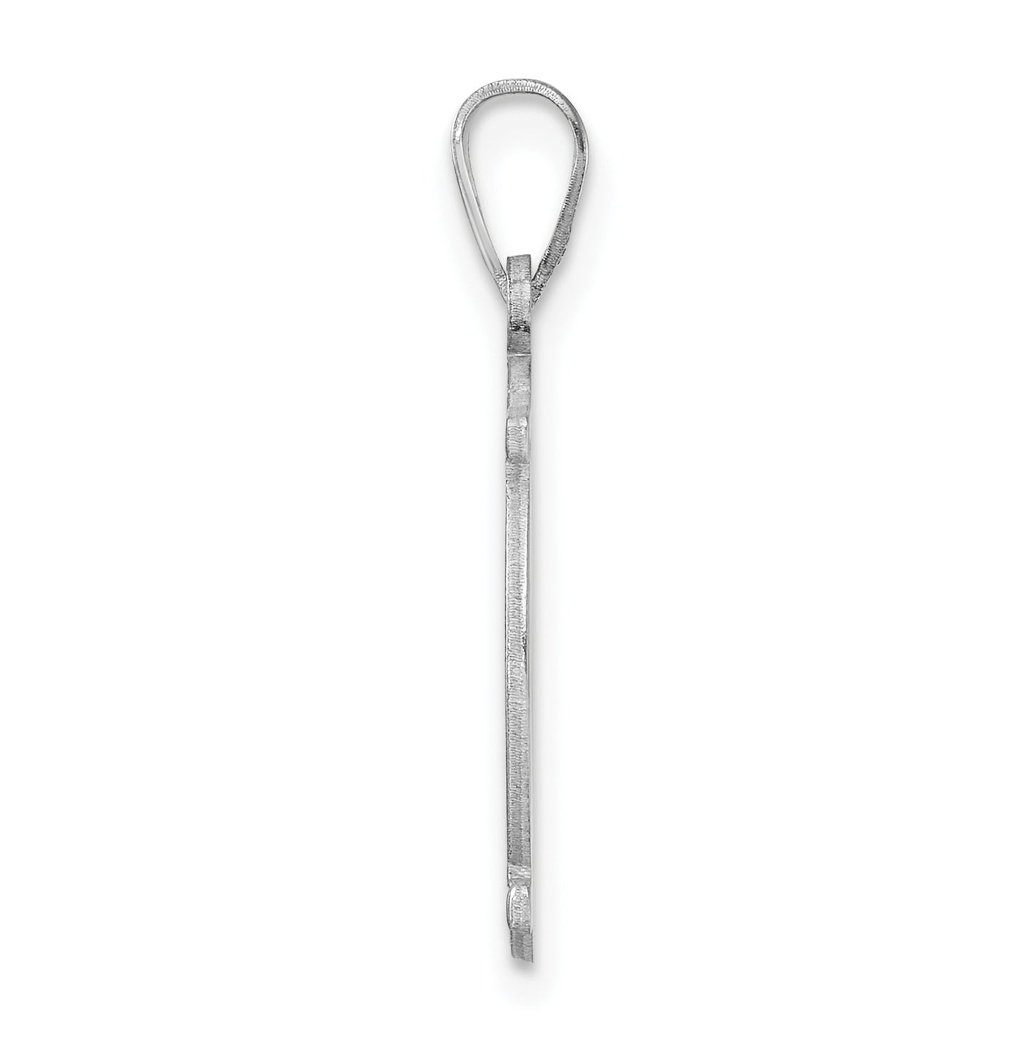 Small Sterling Silver Rhodium plated Fancy Script Letter M Initial Pendant