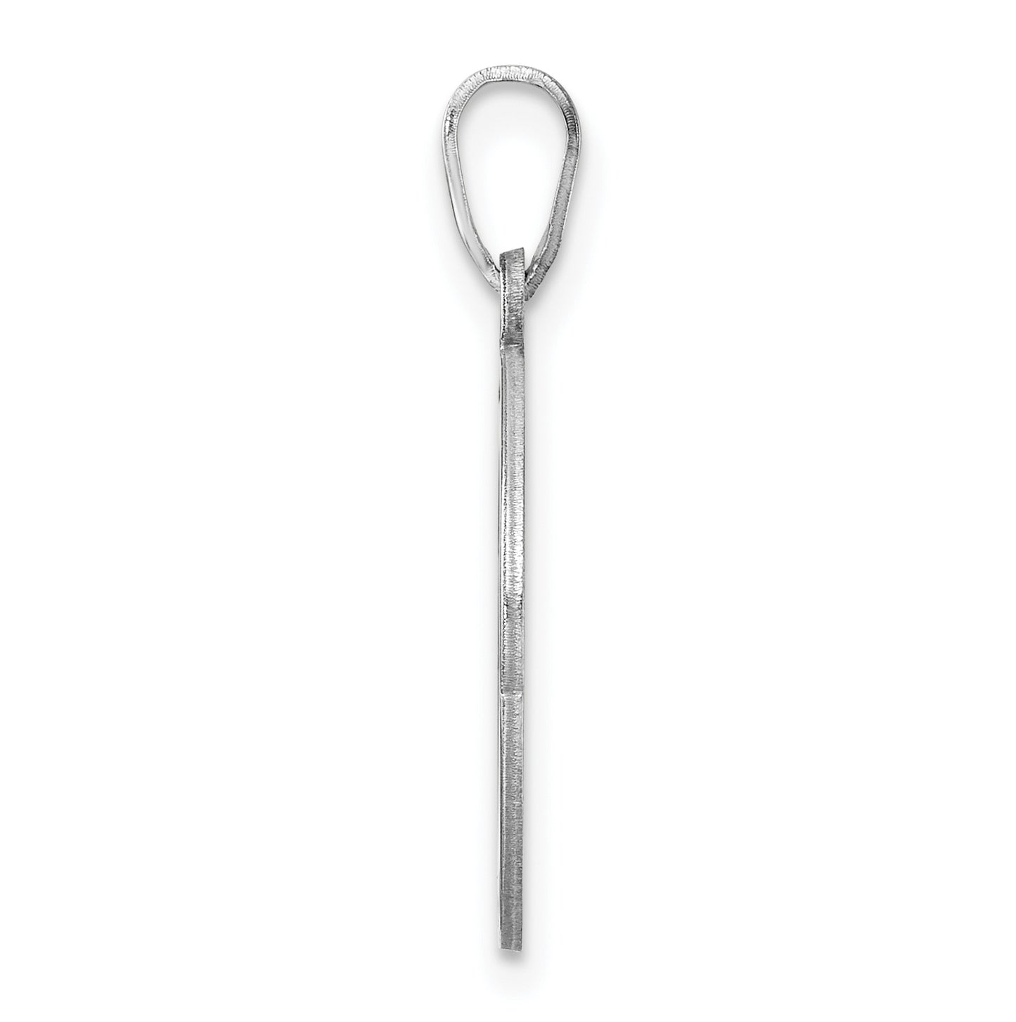 Small Sterling Silver Rhodium plated Fancy Script Letter O Initial Pendant