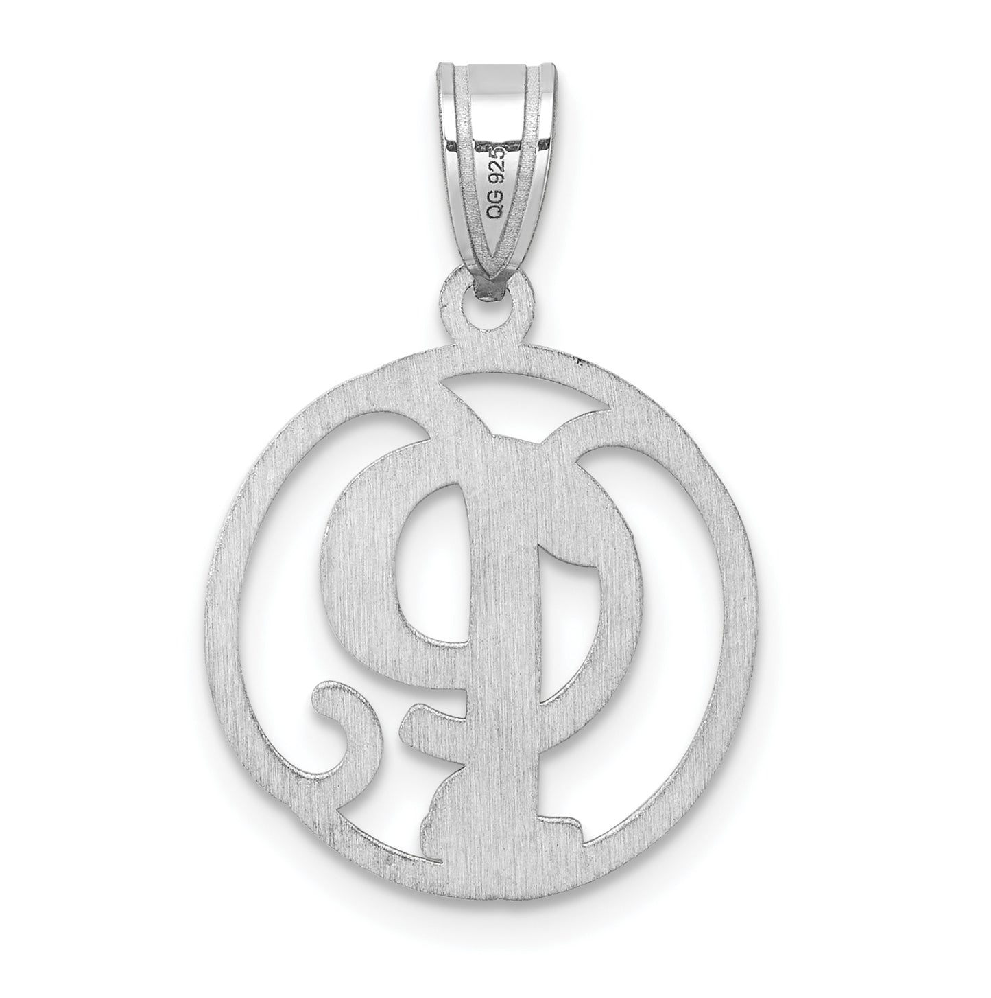Small Sterling Silver Rhodium plated Fancy Script Letter P Initial Pendant