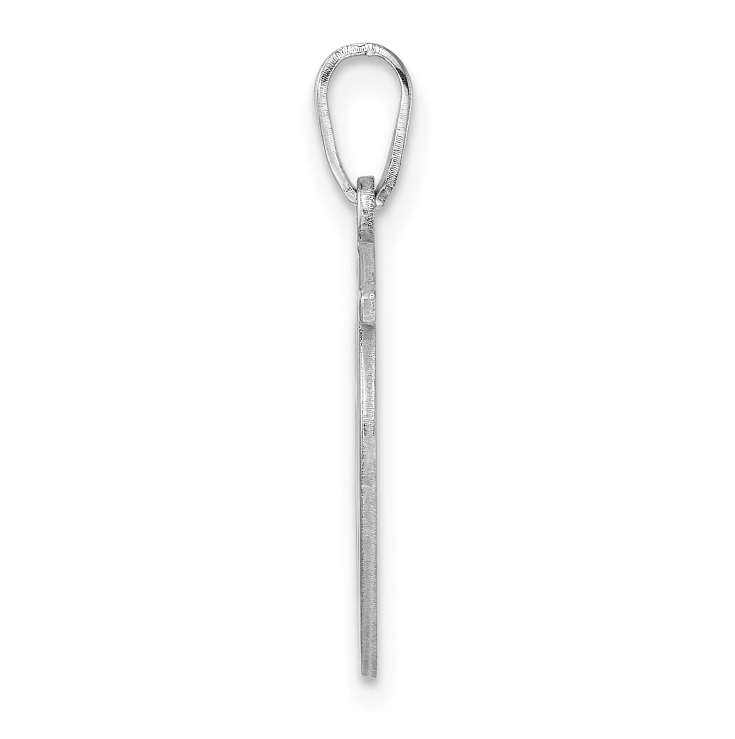 Small Sterling Silver Rhodium plated Fancy Script Letter U Initial Pendant