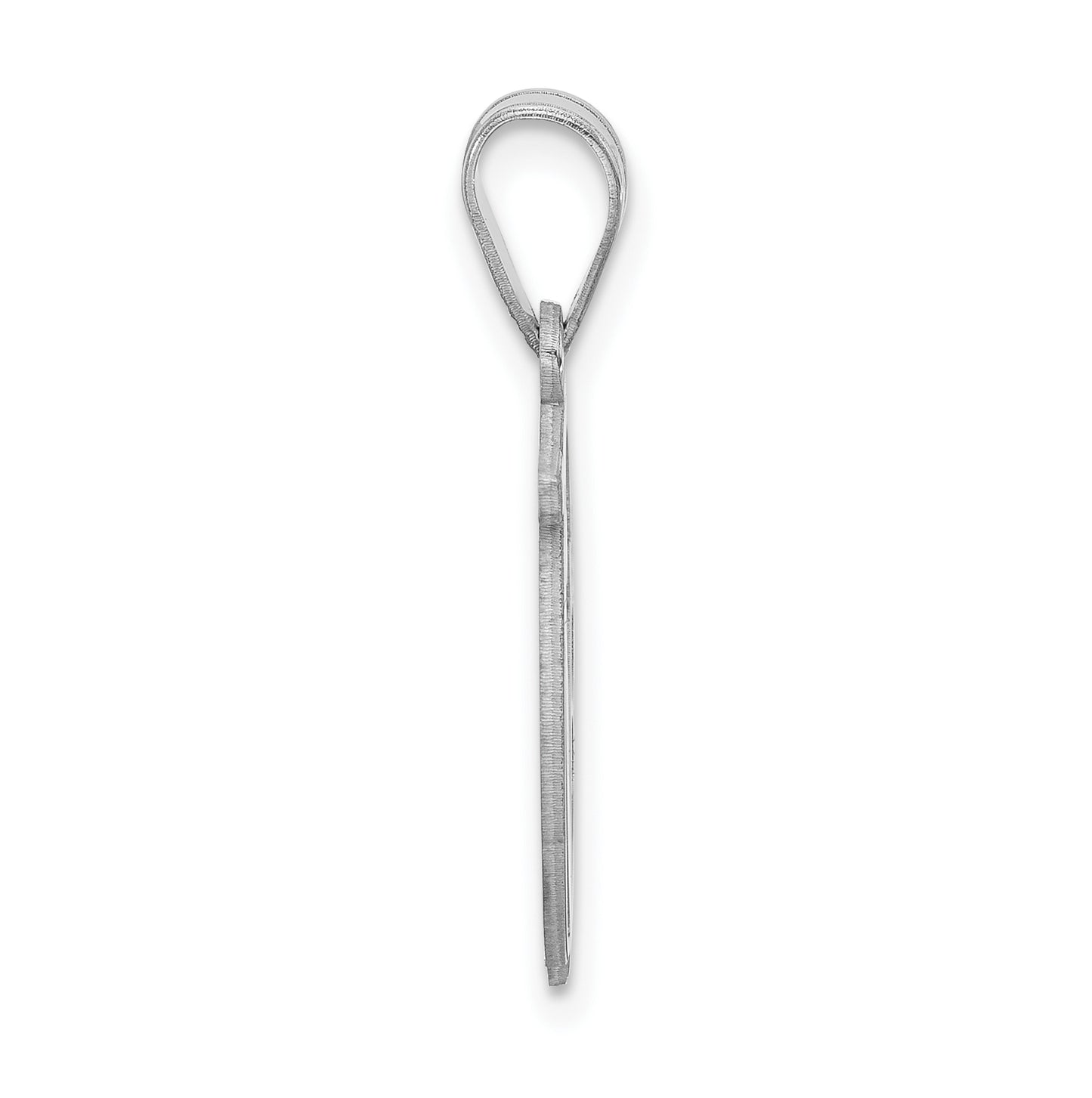 Small Sterling Silver Rhodium plated Fancy Script Letter V Initial Pendant