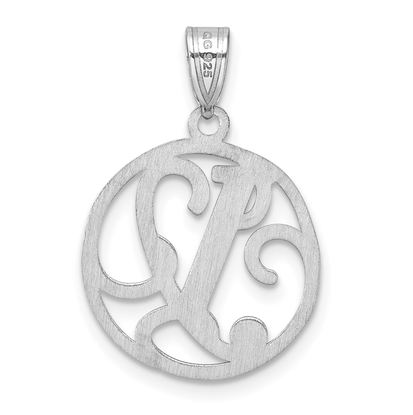 Small Sterling Silver Rhodium plated Fancy Script Letter Y Initial Pendant