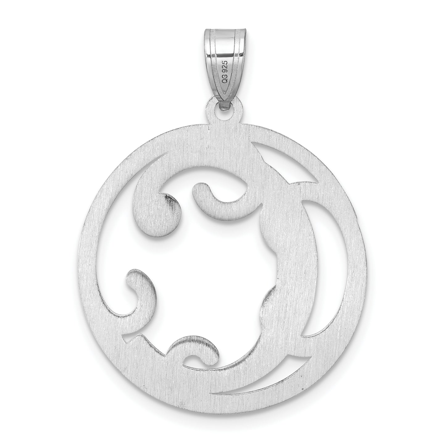 Large Sterling Silver Rhodium plated Fancy Script Letter C Initial Pendant