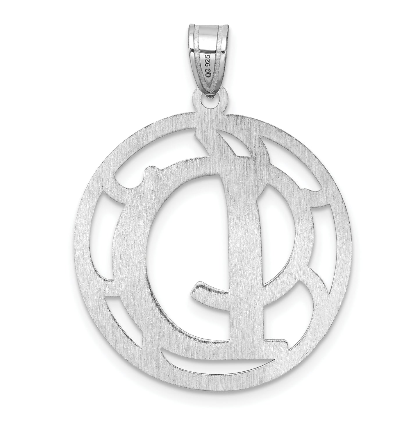 Large Sterling Silver Rhodium plated Fancy Script Letter D Initial Pendant