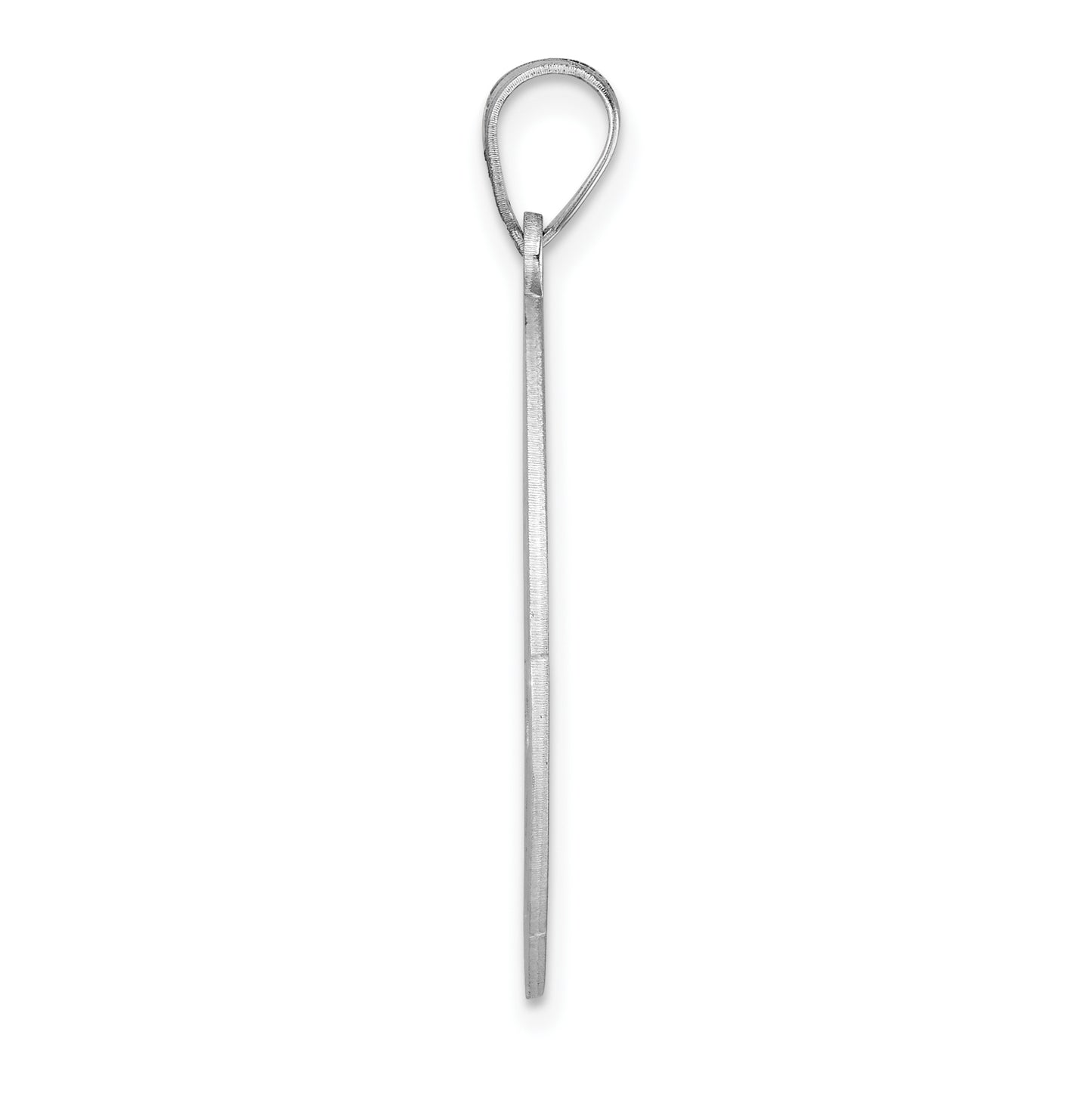 Large Sterling Silver Rhodium plated Fancy Script Letter E Initial Pendant