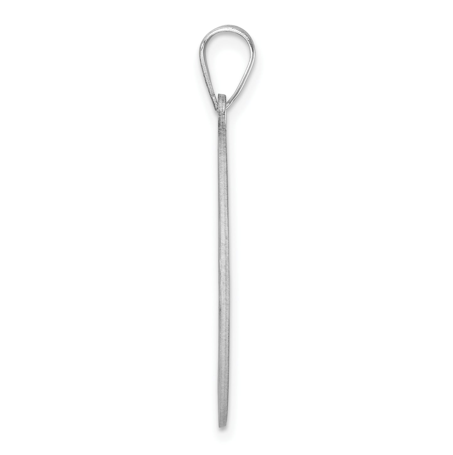 Large Sterling Silver Rhodium plated Fancy Script Letter F Initial Pendant