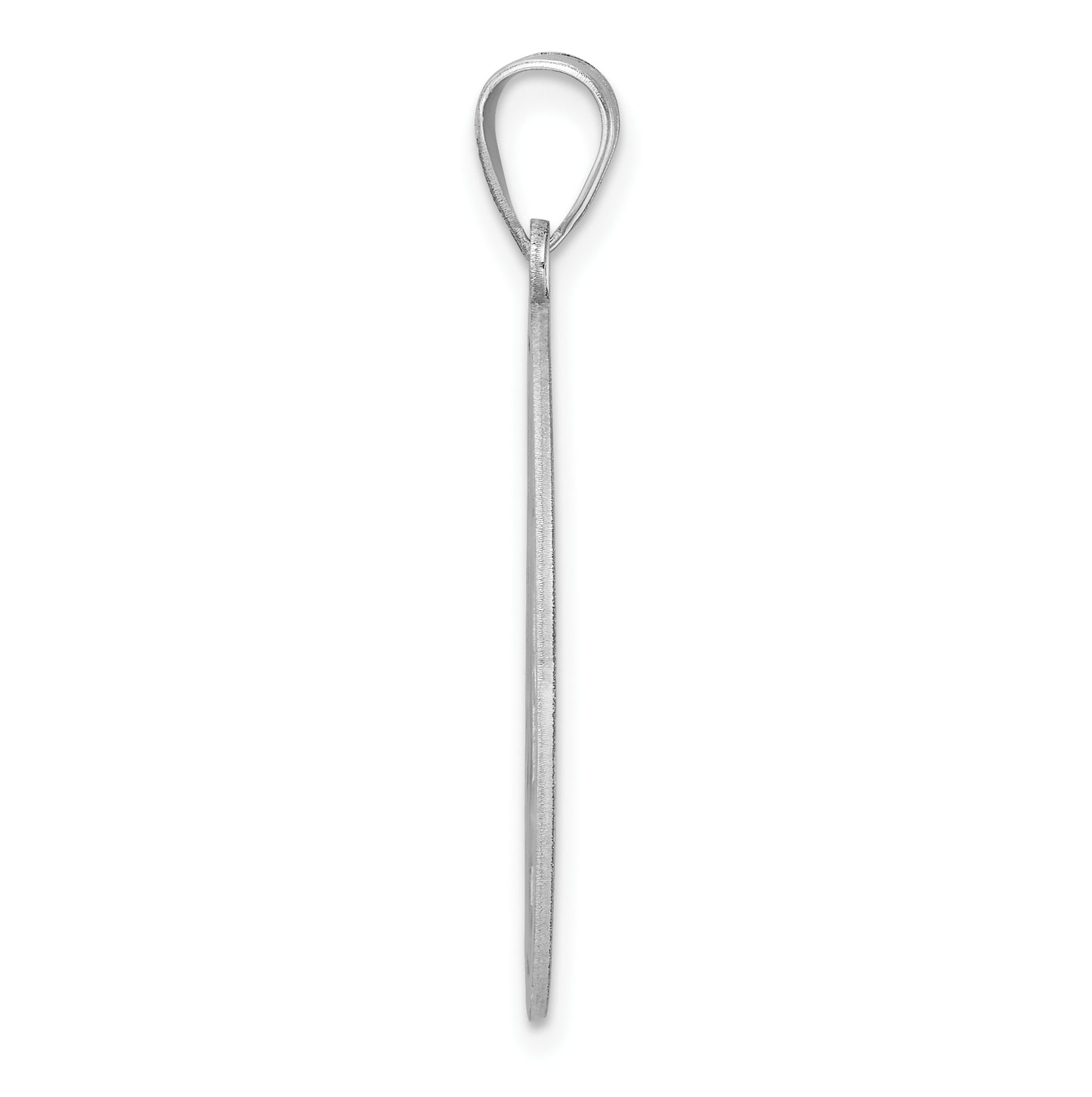 Large Sterling Silver Rhodium plated Fancy Script Letter I Initial Pendant