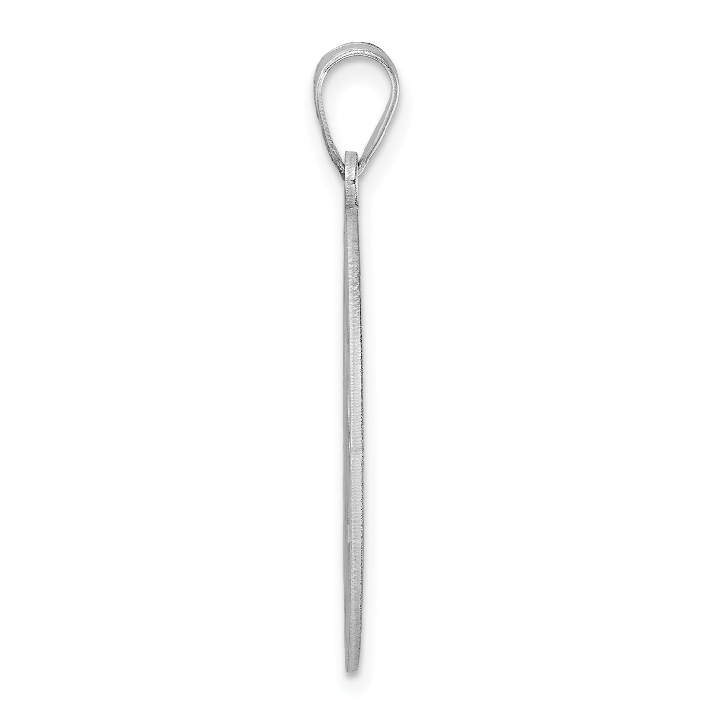 Large Sterling Silver Rhodium plated Fancy Script Letter J Initial Pendant