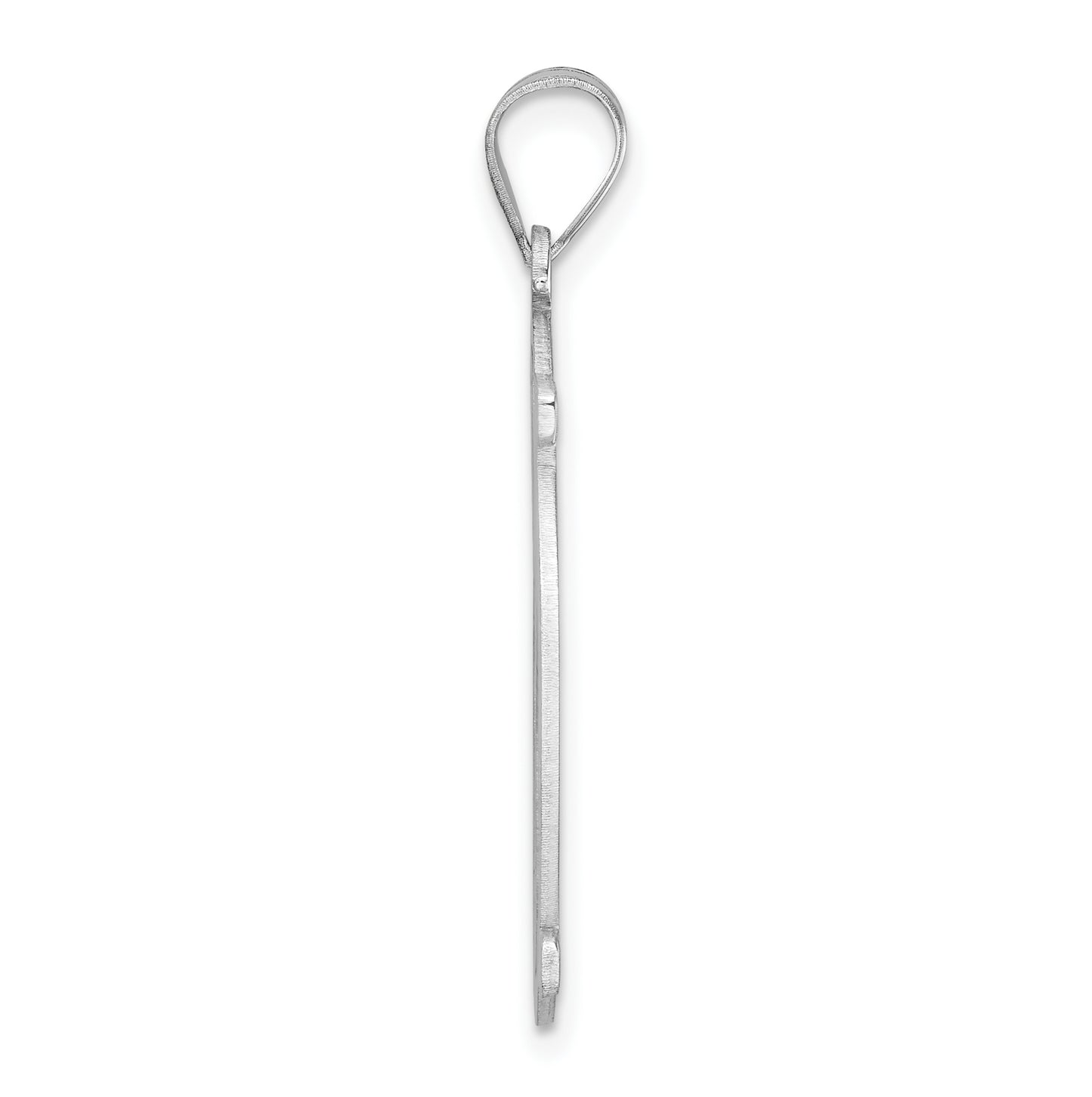 Large Sterling Silver Rhodium plated Fancy Script Letter M Initial Pendant