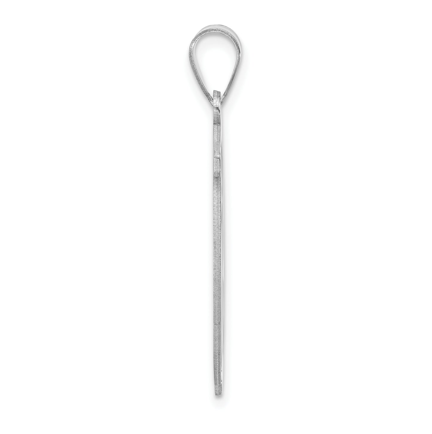 Large Sterling Silver Rhodium plated Fancy Script Letter V Initial Pendant