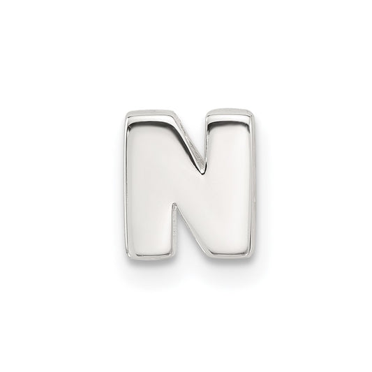 Sterling Silver E-coated Letter N Slide Charm