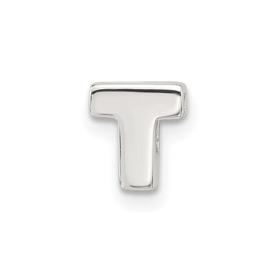 Sterling Silver E-coated Letter T Slide Charm