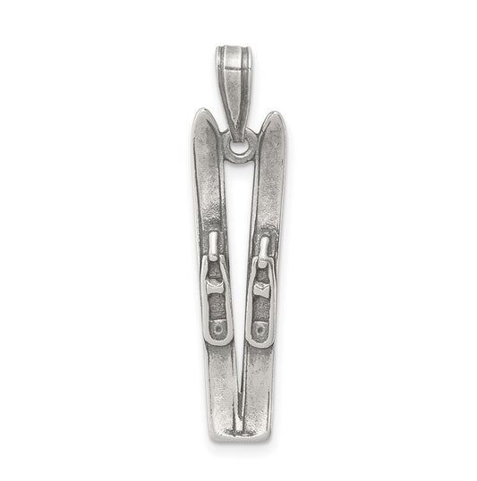 Sterling Silver Antiqued Ski's Charm – Elegant Jewelry Gift for Birthday, Anniversary, Engagement, Wedding